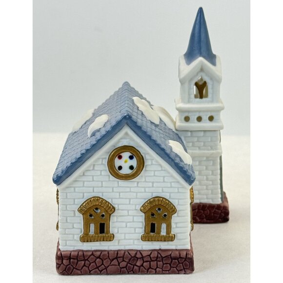 Vintage Lotus Ceramic White Church Figurine Snow Accents Christmas Village 4.5" - Picture 4 of 9